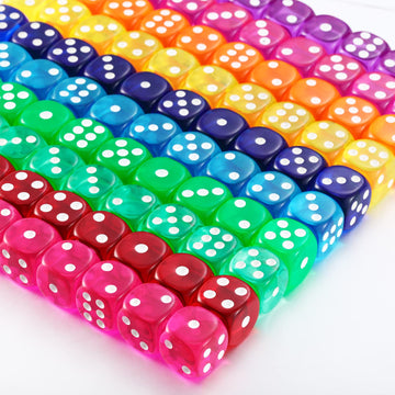 Blulu 100 PCS 6 Sided Games Dice Set, Colored Dice with Black Velvet Pouches for Playing Games, Like Board Games, Dice Games, Ma