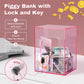 Imeepa Clear Acrylic Piggy Bank With Lock And Key For Kids Adults, Openable Money Saving Box For Cash Coins Real Money (Pink)