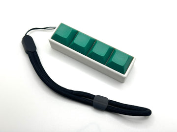 Four-Button Clicky Mechanical Switch Fidget Toy | Stim Toy, Stress Relief, Adhd (White Base, Dark Forest Green Keycaps)