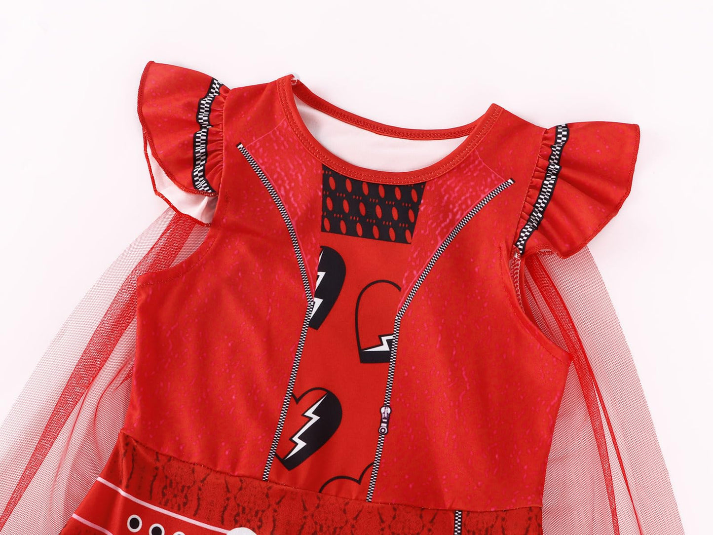 WonderBabe Girl Red Costume Princess Costume Short Sleeves Dress Kids Halloween Birthday Party Dress up size 9-10 Years