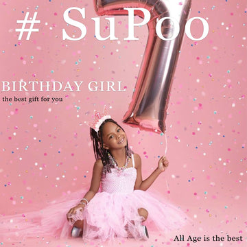 SuPoo 7th Birthday Decorations for Girl 7th Birthday Girl Headband Birthday Crown for Girls Glitter Hair Band for Party 7 Year O