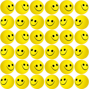 96 Pack Smile Face Stress Balls Bulk 2 Inch Funny Face Stress Relief Balls Yellow Mini Squeeze Balls Foam Smile Face Toys For Fi
