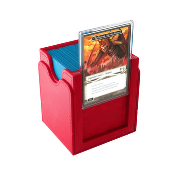Gamegenic Squire Plus 100+ Xl Convertible Deck Box - Holds 100 Double-Sleeved Cards! Premium Commander Card Case, Detachable Slide Card Case, Armorfyber Surface, Red Color, Made By Gamegenic