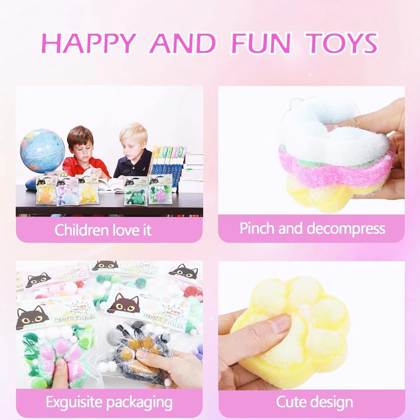 5 Pcs Taba Paw Squishy For Kids Adults, Big Furry Cat Paw Squishy Toys For Stress Relief, Super Soft Squeeze Fidget Toys