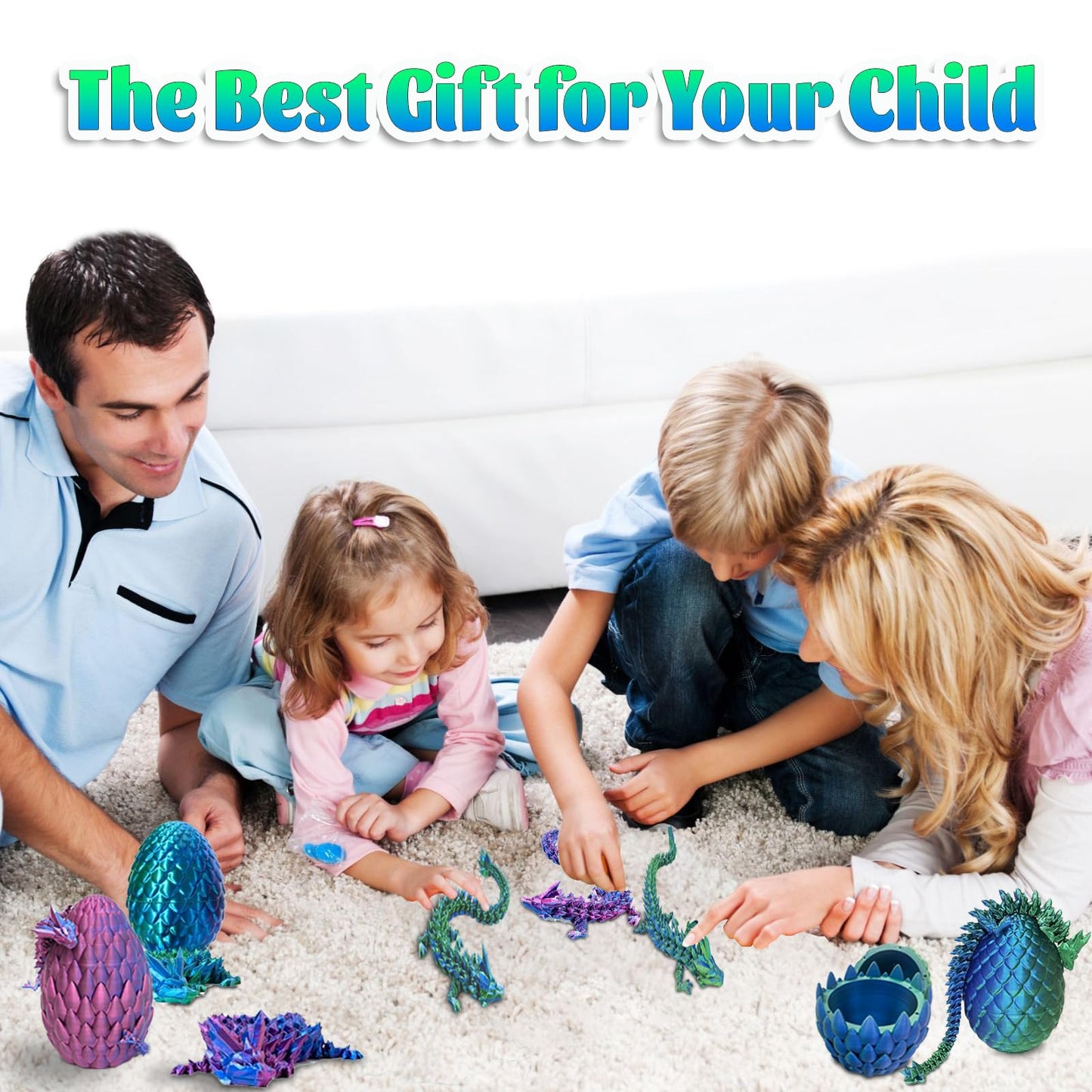 3D Printed Dragon Egg With Dragon Inside, Easter Eggs Articulated Mystery Crystal Dragon, Adults Fidget Toys Fo For Autism/Adhd, Easter Basket Stuffers Desk Toys For Home Office Decor(Laser Green)