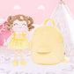 Gloveleya Toddler Backpack Baby Girl Gift Plush Bag Diaper Bag With Spring Girl Doll Curly Hair Girl Toys With Love Yellow 9 Inches