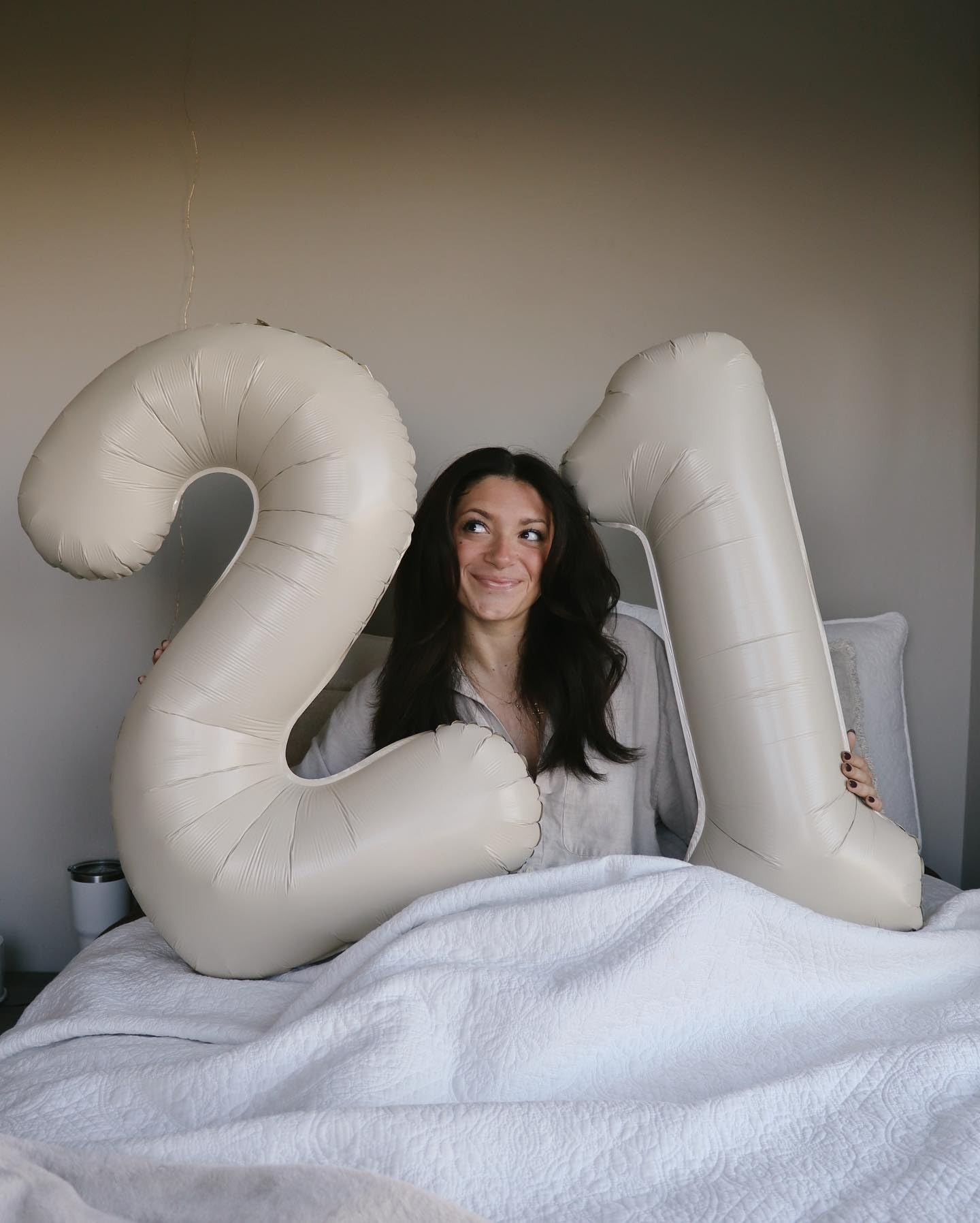 21 Balloon Number, Cream White Number 21St Birthday Balloons 40 Inch, 21 Or 12 Years Old Cream White Birthday Decorations For Me
