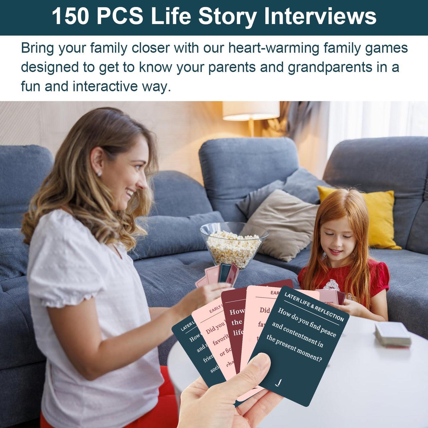 150 Pcs Life Story Interview Kit Cards, Family Conversation Cards, Tales Life Story Interview Kit, Get To Know Parents And Grandparents For Family Pictionary Game Night With Curated Question Cards