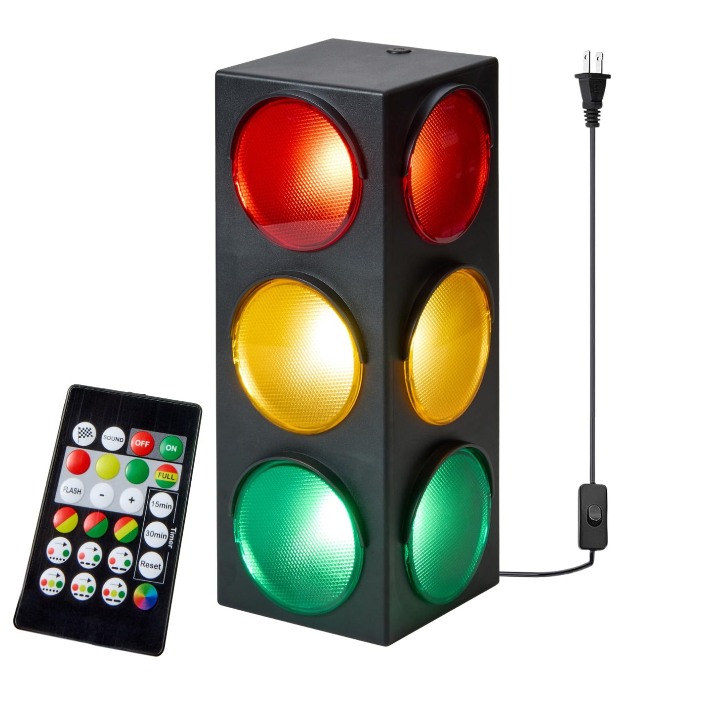 Playbees Traffic Light Lamp - USB 12.25" Blinking Modes, Plastic, Red/Green/Yellow, Ideal for Kids' Bedrooms and Pretend Play