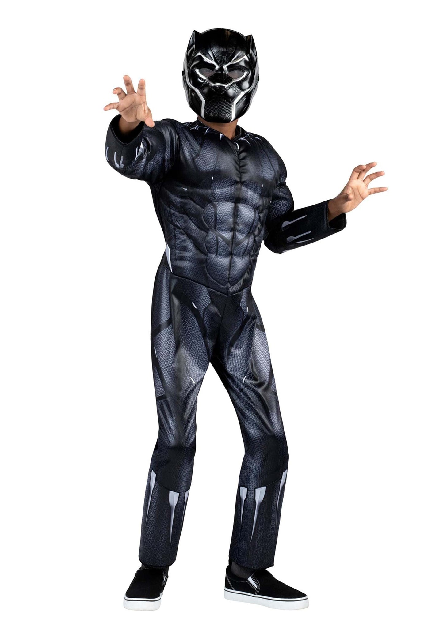 Marvel Black Panther Official Youth Halloween Costume - Premium Quality Padded Jumpsuit With Plastic Mask (L)