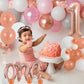 Toniful 27 Pcs 1St Birthday Balloons Set,40 Inch Rose Gold Number 1 Balloon Rose Gold One Letter Foil Balloon White Metallic Ros