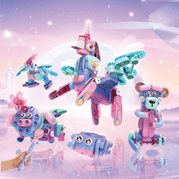 BOTZEES GO! Unicorn Toys, Unicorn Robots for Kids, Building & Electric Remote Control Toys, STEM Learning Toys for Kids Ages 3+,