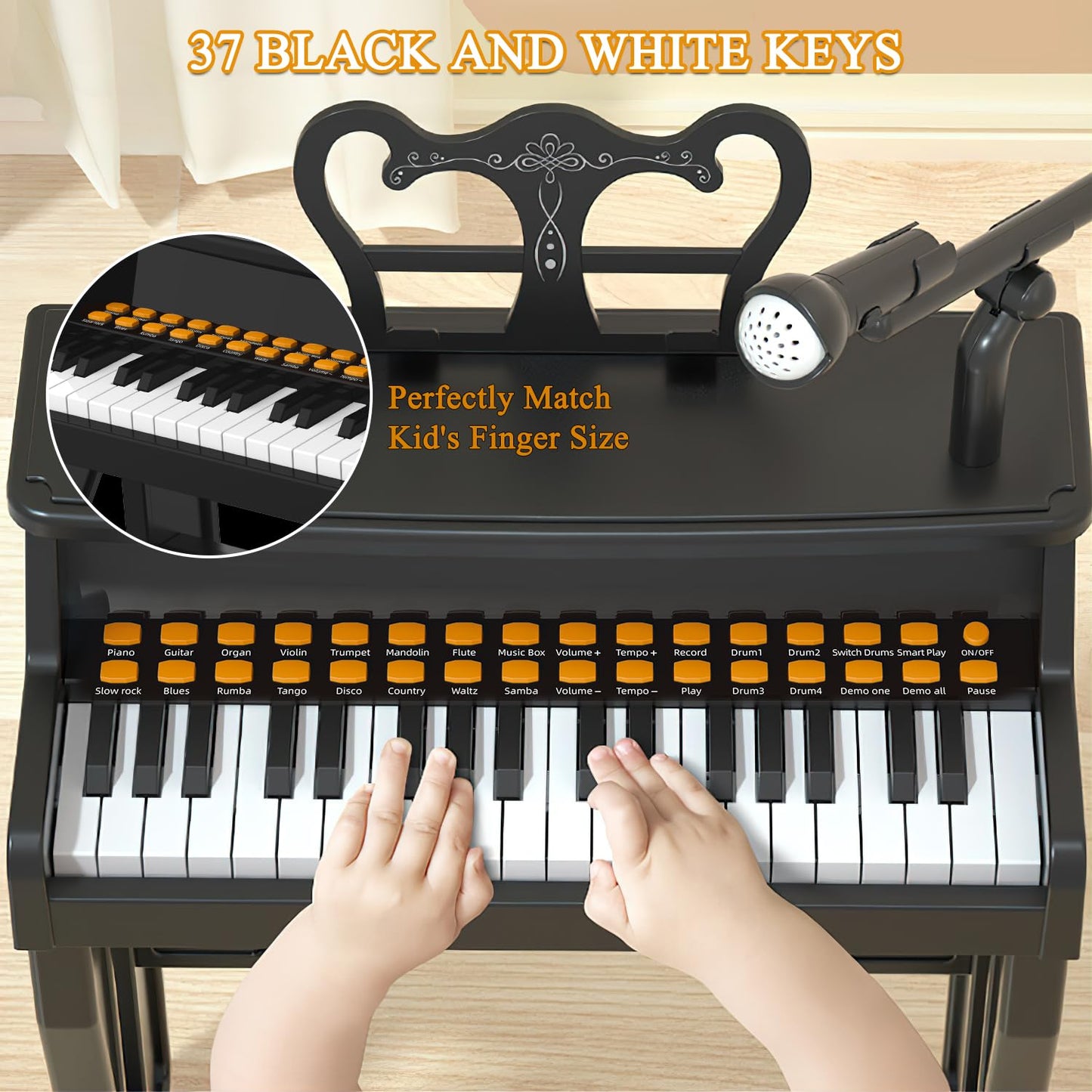 Dollox Keyboard Piano For Kids, Toddler Piano Toys 37 Keys Kid Musical Instruments Electric Keyboard Baby Pianos For Beginners M