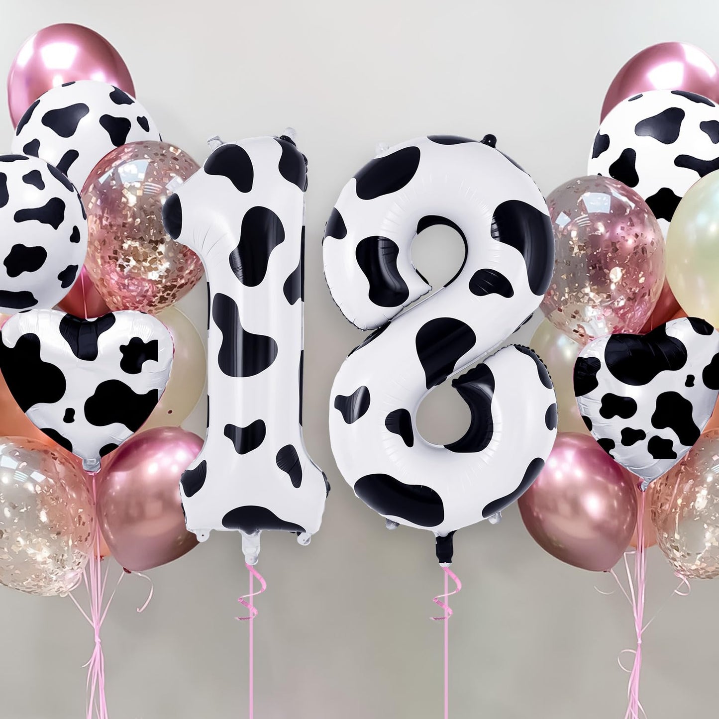 AIQINHU Cow Print Number 1 Balloon - Large 40 Inch Foil Mylar for 1st Birthday Party Decorations, Animal Farm Cowboy Theme