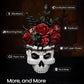 iATOM Skull Roses Flower Bouquet Building Set - Middle Size, Plastic, Gothic Decor, Red/Green/White/Black, Model IA11008