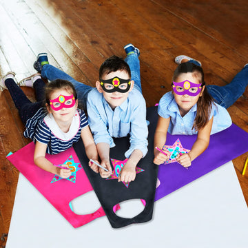 Irolewin Kids-Superhero-Cape And Mask For Boys-Girls Super Hero Dress-Up Costumes As Children Birthday Party Gifts Favors