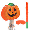 Aoriher Halloween Pumpkin Piata Pull String Pumpkin Piata with Stick and Blindfold Halloween Hanging Decoration Piata Mexican Pi