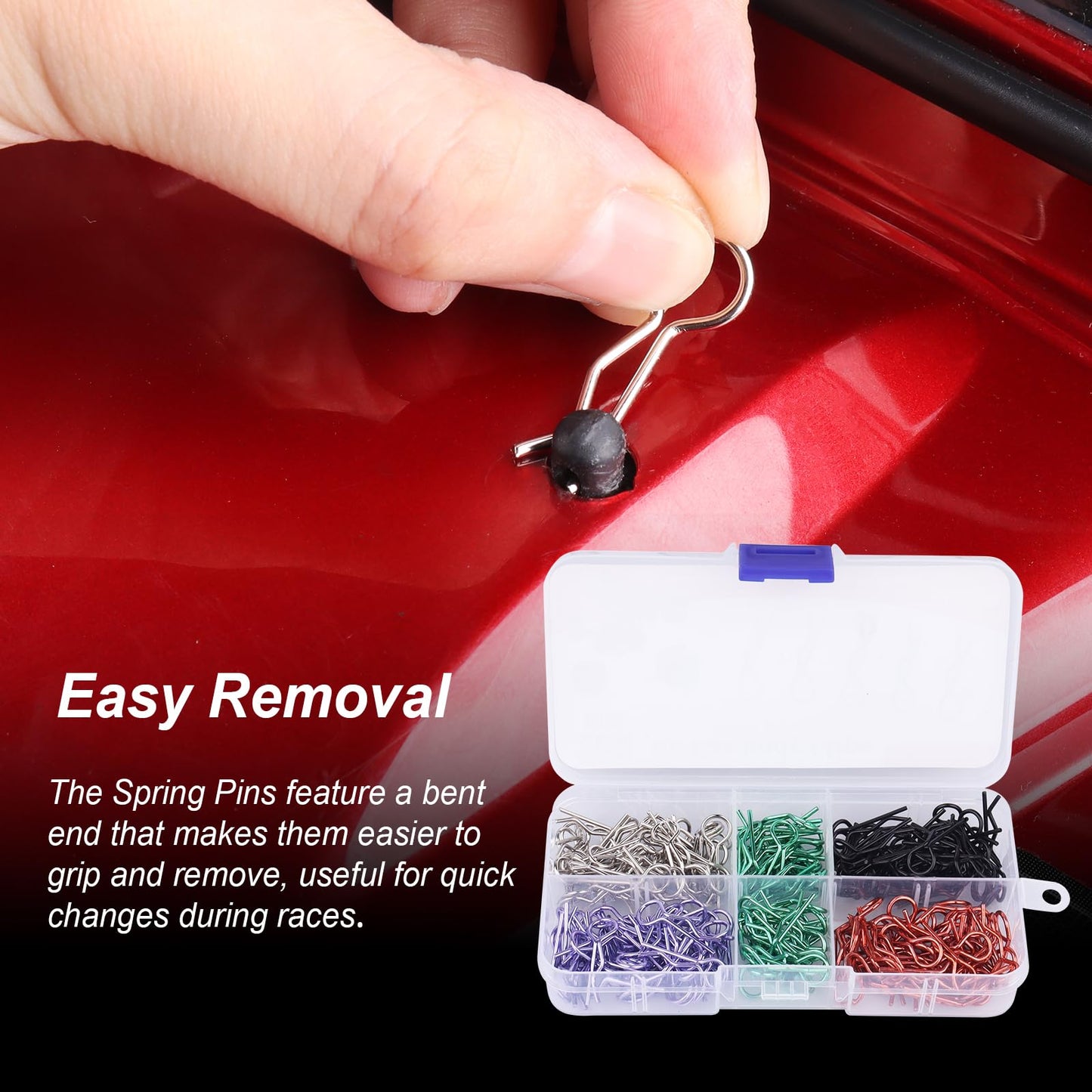 FriHobby 200 PCS Universal Bent RC Body Clips Colorful R Clips for All 1/10-1/16 Scale for Traxxas Redcat HPI Tamiya HSP Exceed