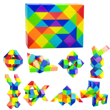 1Pc Snake Fidget Toy Cube Twist Puzzle 48 Wedges, Large Size Rainbow Magic Snake Toy Brain Teaser Stocking Stuffers Party Favors