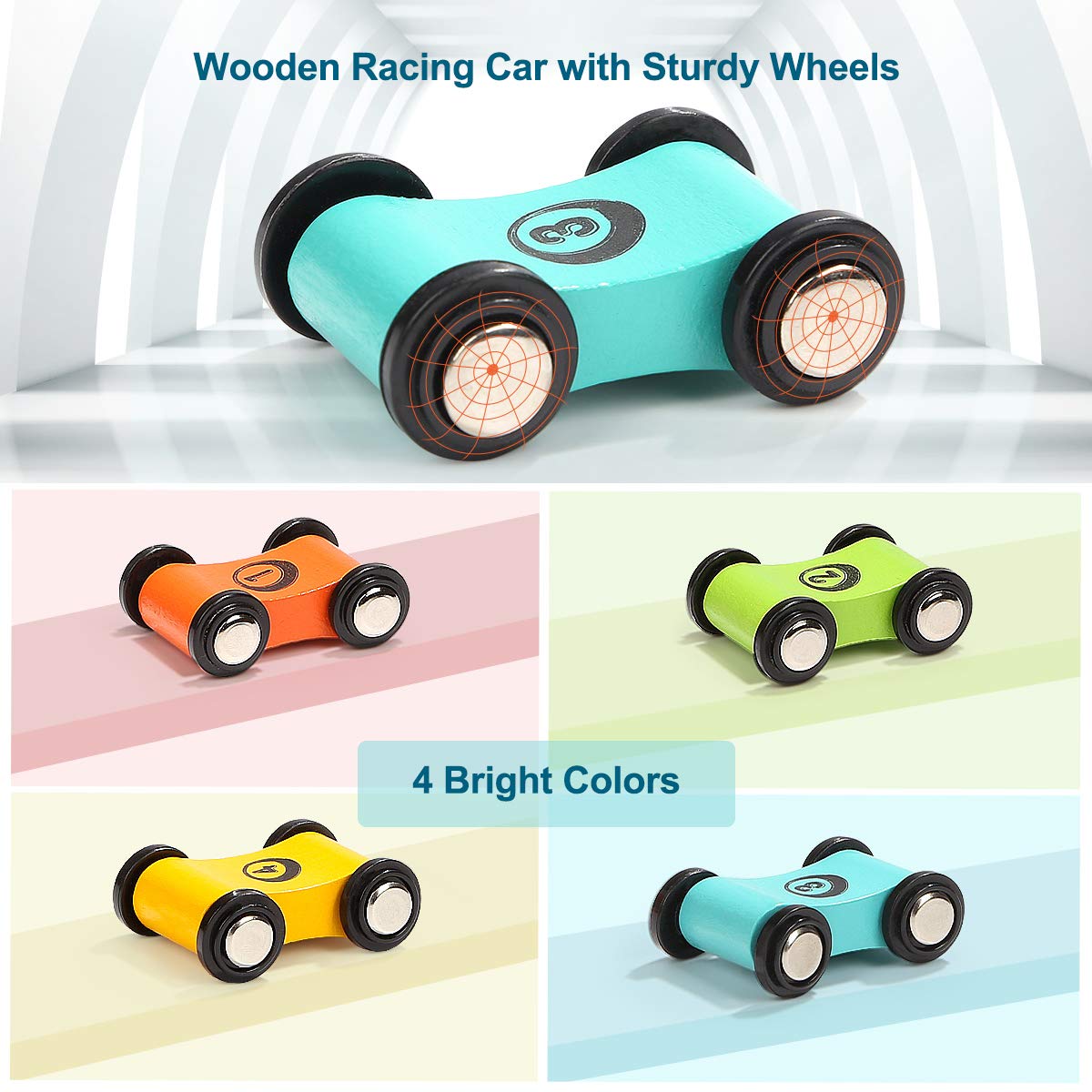 TOP BRIGHT Car Ramp Toy Set for Toddlers - Includes 4 Cars, Parking Lot & Gas Station, Plastic, 5 Car Ramps, Model TB-120402