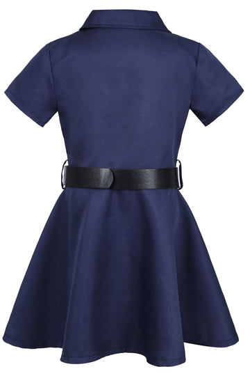 Koatobbor Girls Police Officer Costume Kids Cop Outfit For Halloween Cosplay Costume With Badge Necklace (3-4 Years)