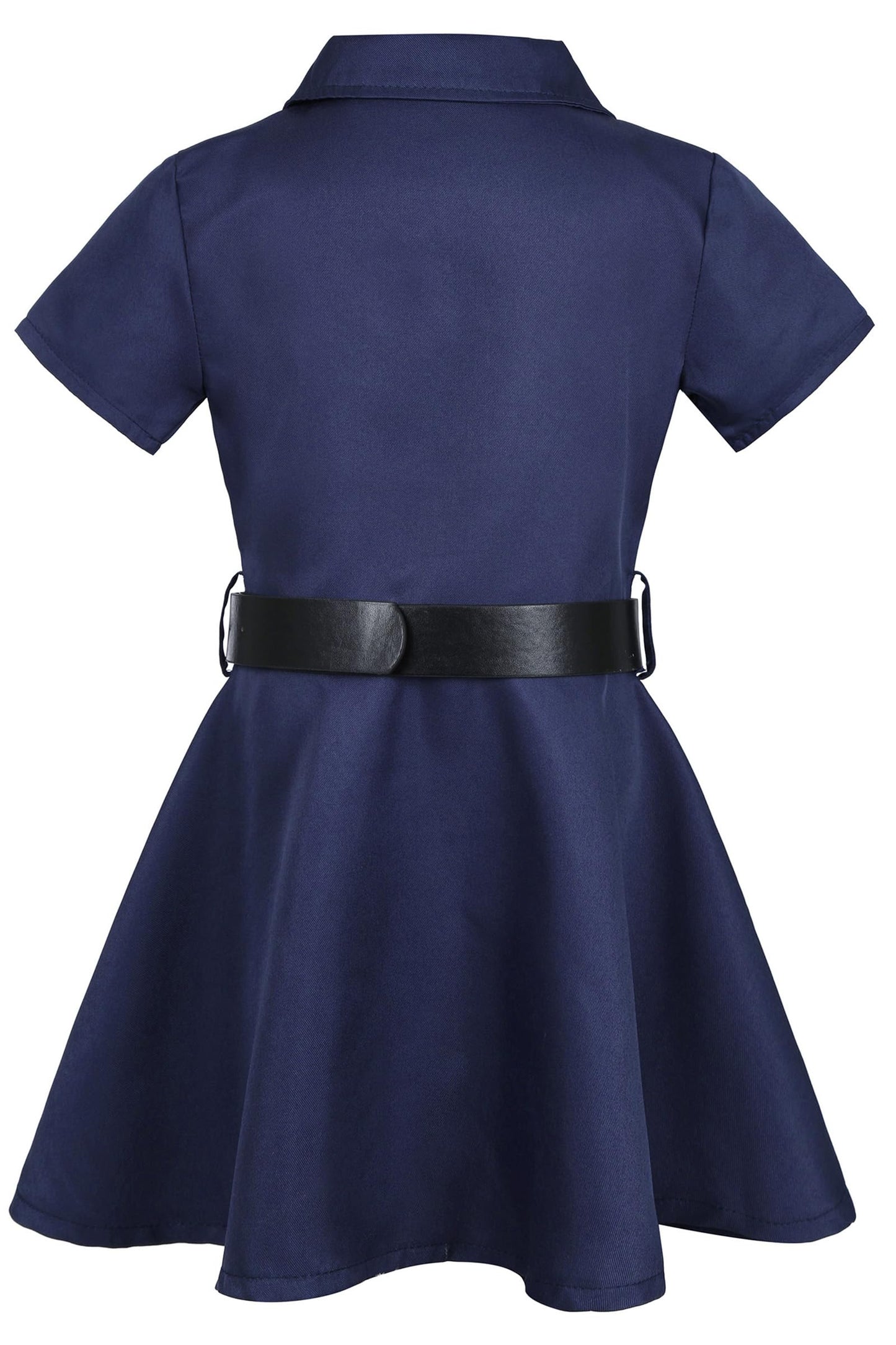 Koatobbor Girls Police Officer Costume Kids Cop Outfit for Halloween Cosplay Costume with Badge Necklace (5-6 Years)