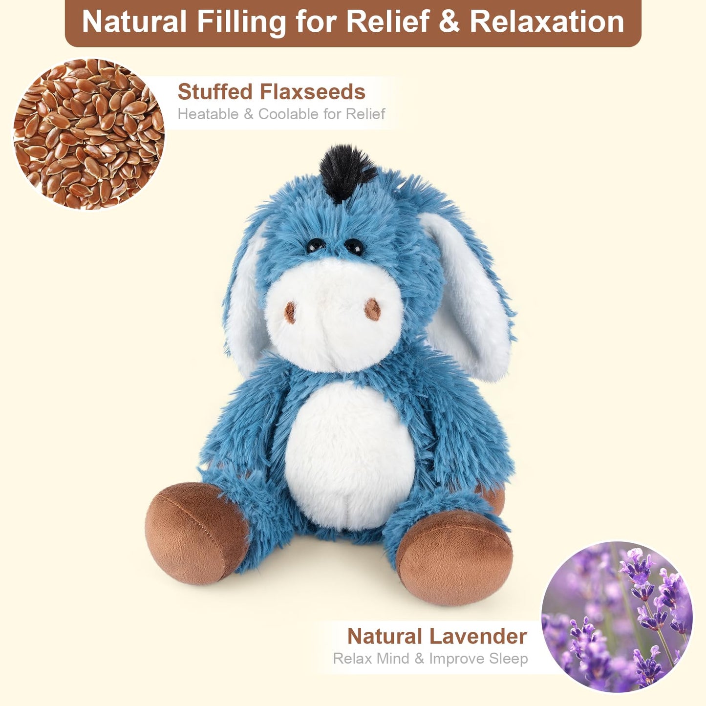 Suzzipals Heatable And Coolable Donkey Stuffed Animals, Microwavable Stuffed Animal Heating Pads For Soothing, Lavender Scent Do