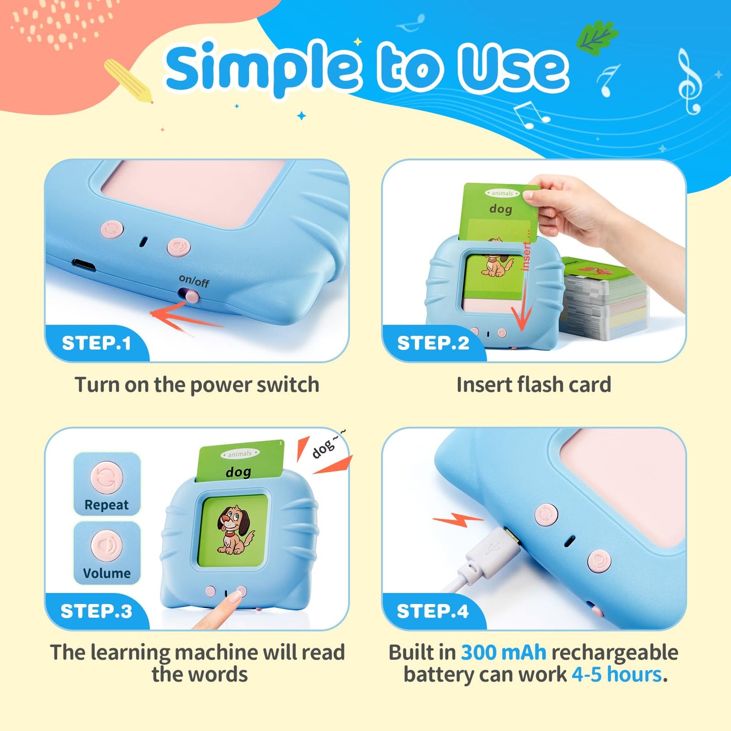 TimingSXD Bilingual Flash Cards - French & English Learning Toy, 4.72x3.54in, Blue, Ages 2+