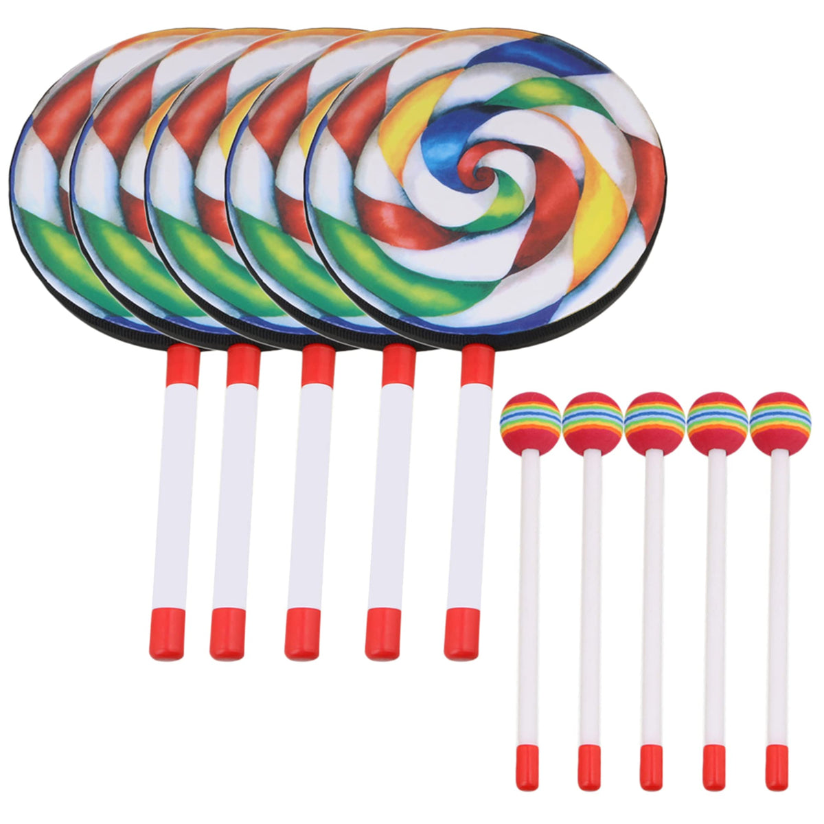 Bqlzr 7.9 Lollipop Shape Hand Drum Percussion Musical Instruments Education Toys For Kid And Baby With Candy Drumstick
