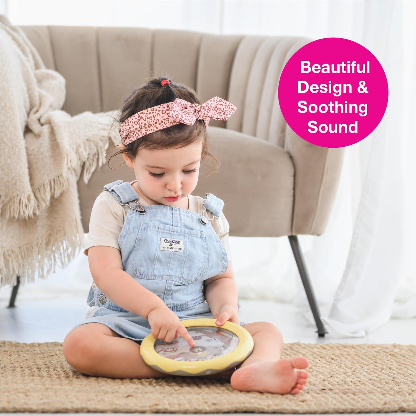 Edushape Jungle World Drum For Baby - Set Of 1 Baby Drum Toy For Toddlers 1-3 - Small Drums Musical Toy For Babies 1 Year Old And Up, Soothing Sounds, Fun Tummy Time And Sensory Development