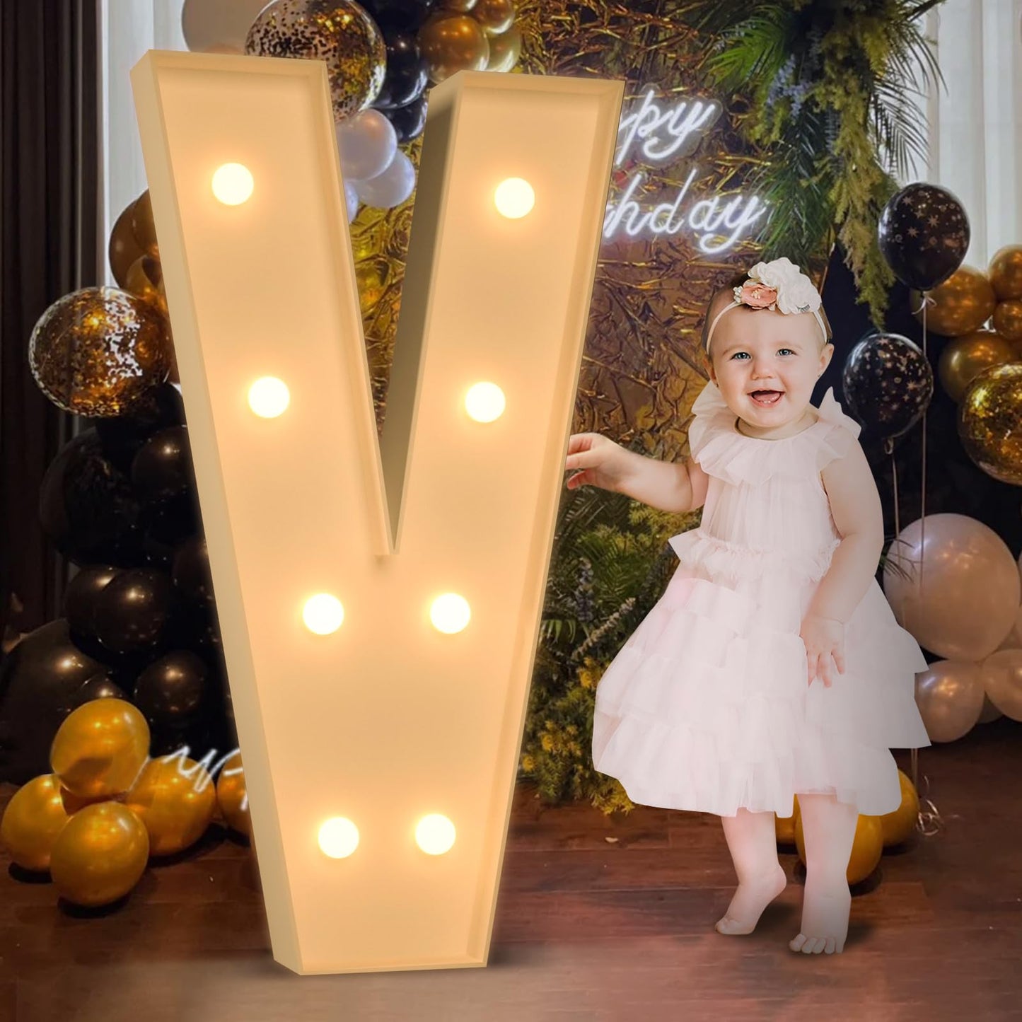 3Ft Marquee Light Up Letters, Large Marquee Letters V For Party Decorations, Big Baby Letters For Baby Shower Birthday Party Dec