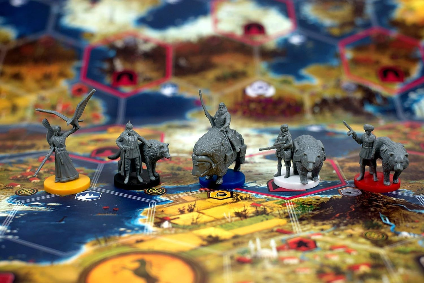 Stonemaier Games Scythe Board Game - Engine-Building Strategy, 1-5 Players, 115 Mins, Ages 14+, Multi-colored, Model STM600