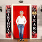 Happy 65Th Birthday Porch Sign Door Banner Decor Red And Black - Glitter Cheers To 65 Years Old Birthday Party Theme Decorations
