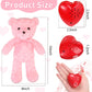 Hungdao Bear Stuffed Animals With Voice Recorder Set, 60 Seconds Voice Sound Recorder Module 16 Inch Soft Plush Bear Cute Stuffed Bear With Zipper Sound Box Recordable Heart For Boys Girls (Pink)