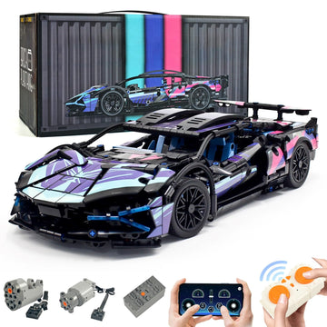Mocbropcs Remote Control Car Building Set, 1:14 Technical Sports Racing Car Building Kit, With Motors And Rechargeable Battery, 
