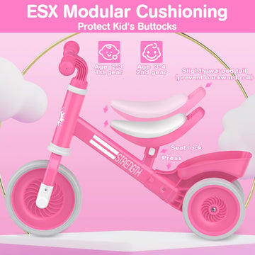 Bakeling Balance Bike 2-4 Year Old, Perfect, Sturdy, Steady Balance Bike For Toddlers 2 3 4 Year Olds, Easy To Put Together, Well Crafted, Bike For 2-4 Boys (Light Pink)