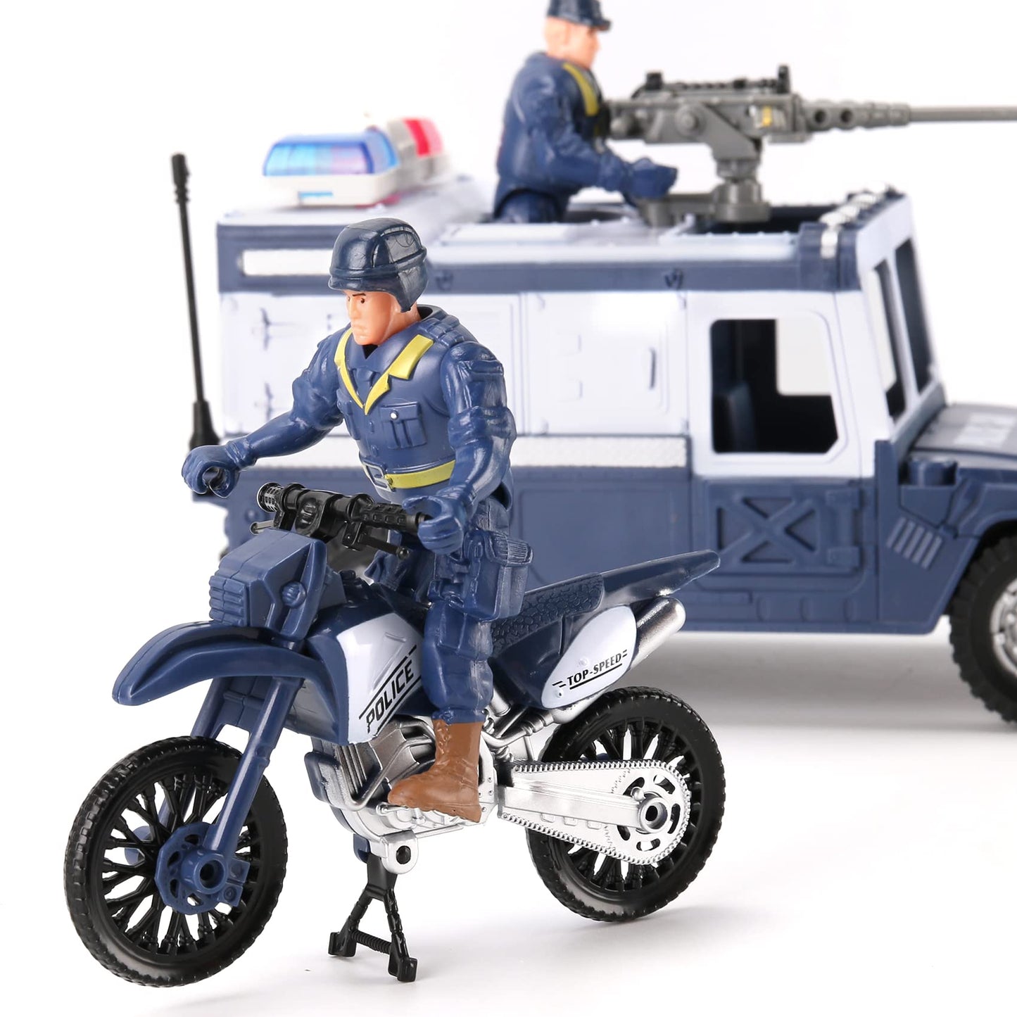 Liberty Imports 8 PCS Police Rescue Patrol Toy Vehicles and Figures Playset - Helicopter  SWAT Truck  Motorcycle  Action Figures  K-9    and Accessories for Kids Imaginative Pretend Play