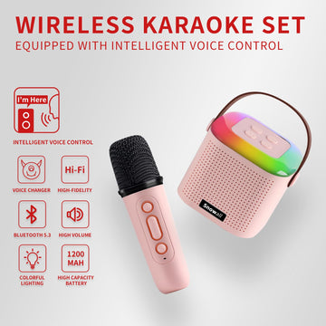 Snowall Karaoke Machine For Kids,Portable Bluetooth Party Speaker With Wireless Microphone,Kids Music Player Toy For Girls 3,4,5