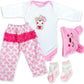 Scnbom Reborn Baby Dolls Girl Clothes For 17-24Inch Outfits Accesories (Pink Bear 4Pcs Set)