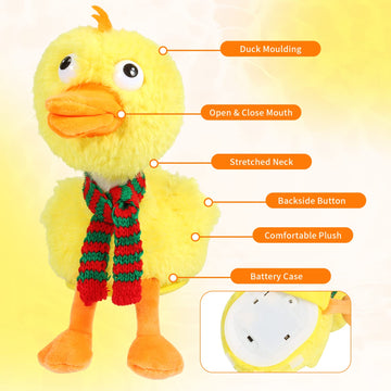 Swtoipig Singing Dancing Duck, Quacking Duck, Body Shaking, Plush Duck Toy Musical English Songs Singing Animated Twisting Gifts