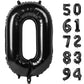 Black Number Balloon 40 Inch, 0 Number Balloons, 10 20 30 40 50 60 70 80 Numbers Balloon Birthday Decorations, Black Party Suppl
