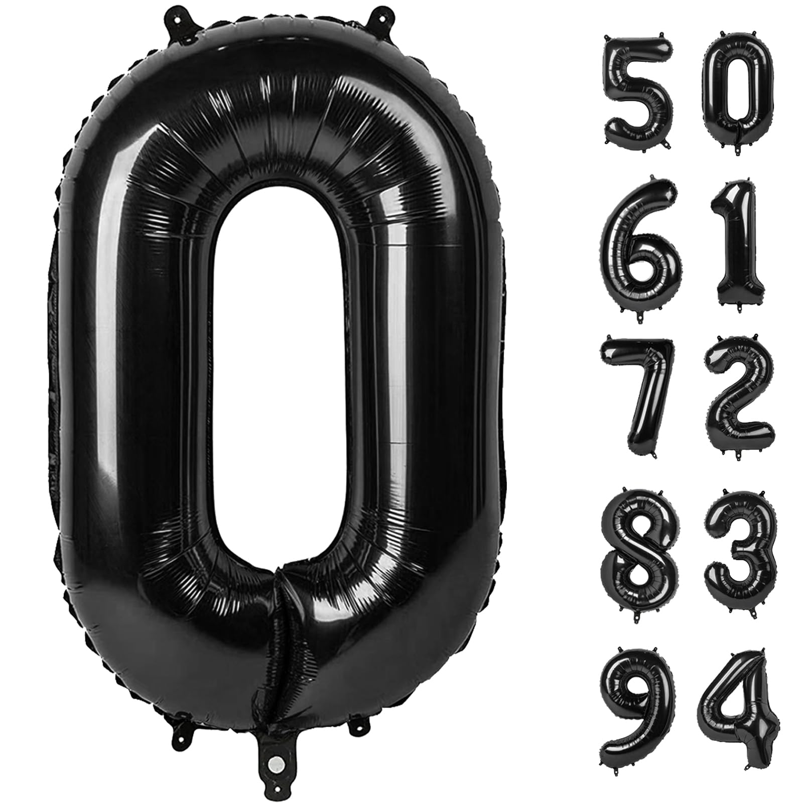 Black Number Balloon 40 Inch, 0 Number Balloons, 10 20 30 40 50 60 70 80 Numbers Balloon Birthday Decorations, Black Party Suppl