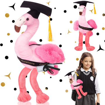 Lenwen Graduation Flamingo Plush Stuffed Animal Pink Toy For Kids Stuffed Flamingo With Graduation Cap Diploma Sash For Class Of