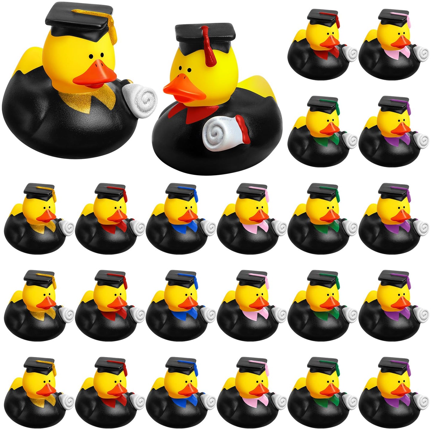 Sratte 24 Pack 2 Graduation Ducks Class of 2025 Diploma Grad Bulk Rubber Ducks for Cruise Student Adults Graduates Gift Prize Gr