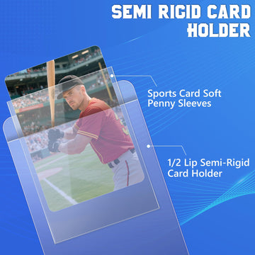 DEDC 100 Bulk Pack Card Sleeves-50 Semi Rigid Card Holder & 50 Penny Sleeves for Trading Cards, Rigid Card Sleeves and Thick Car