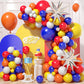 Red Yellow Blue Balloon Arch Kit, Colorful Balloon Garland With Red Blue Yellow Orange Latex Balloons, Silver Star Foil Balloons
