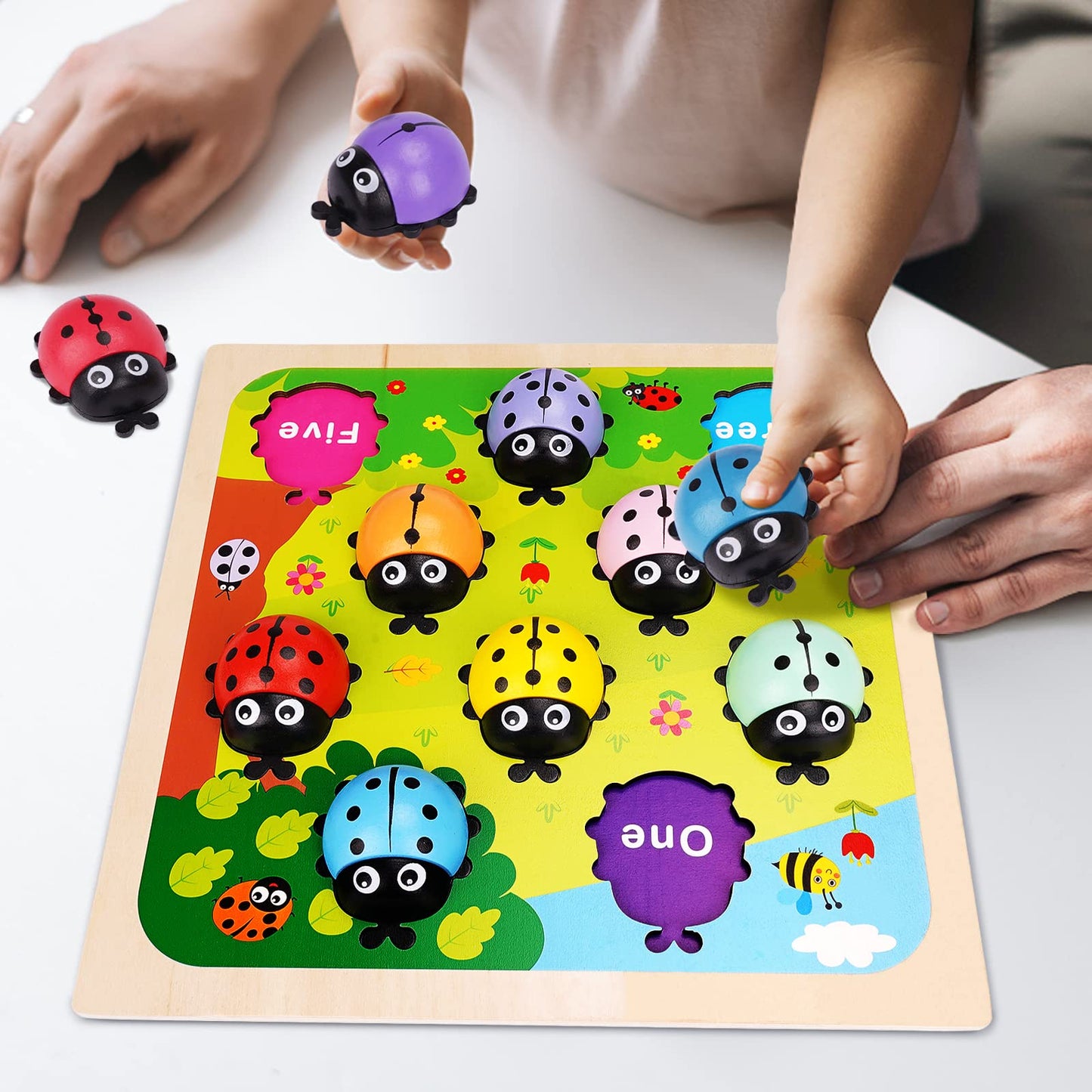 Wooden Counting Ladybugs Montessori Counting Toys For Toddlers Learning Education Toy Ladybugs Puzzle Numbers Matching Preschool