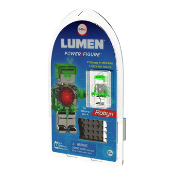 E-Blox Lumen Power Figure Robyn, Led Glowing Light Up Figure, Glows Green & Red When Connected To Metal Contact Point, Building