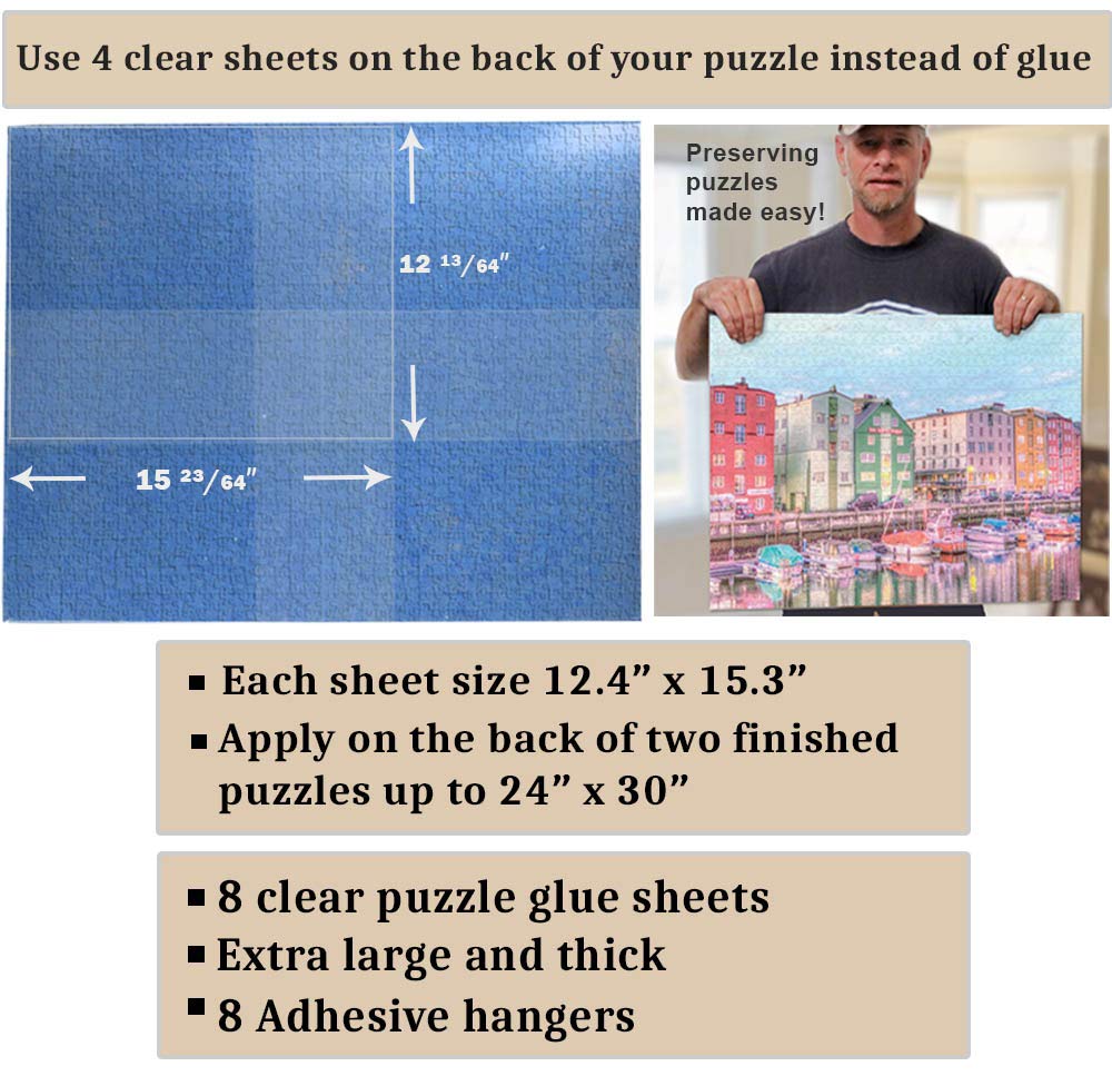 Preserve 2 X 1000 Piece Puzzle - Clear Puzzle Glue Sheets Extra Large Thick No Mess Jigsaw Puzzle Saver Peel And Stick Adhesive Backing To Preserve Frame Finished 24 X 30 Puzzles