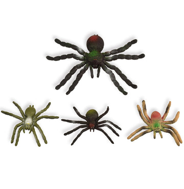Bohs Jiggly Spider Mom And Spiderlings - Stretch & Squeeze - 4-Piece Rubber Realistic Big Soft - Halloween Squishy Toy - Prank Bugs